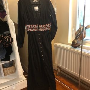 Bohemian, long-sleeved, midi-dress